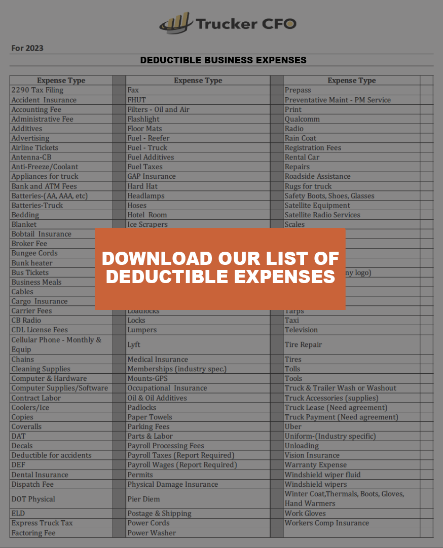 Complete Guide to Trucking Tax Deductions Trucker CFO